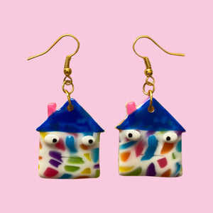 Stained Glass House Earrings