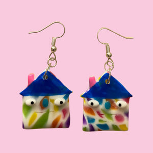 Stained Glass House Earrings