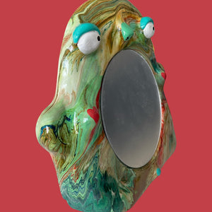 Stand-Up Mirror in Green Marble (On-off)
