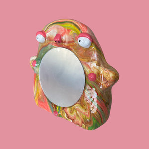 Stand-Up Mirror in Olive & Pink Marble (One-off)