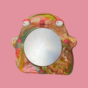 Stand-Up Mirror in Olive & Pink Marble (One-off)