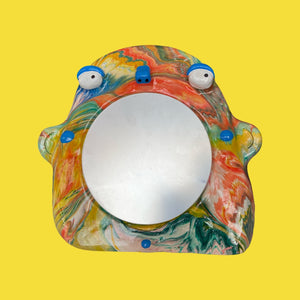 Stand-Up Mirror in Bright Multi-Colour Marble (One-off)