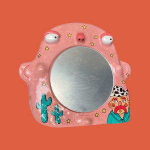 Pink Vibin Cow-Boy Stand-Up Mirror (One-off)