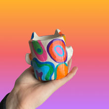 Load image into Gallery viewer, Lil Multi Groovy Devil Pot in white (One-Off)
