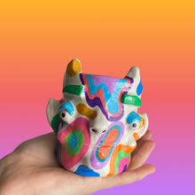 Load image into Gallery viewer, Lil Multi Groovy Devil Pot in white (One-Off)
