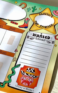 Sheriff's Top Priorities Cow-Boy Weekly A4 Notepad Planner