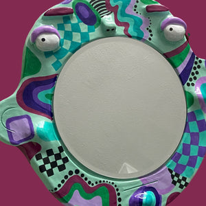 Funky Teal & Purple BIG Ponky Wall Mirror (One-Off)