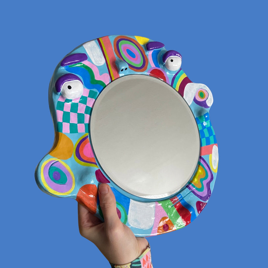 Funky Blue BIG Ponky Wall Mirror (One-Off)
