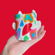 Load image into Gallery viewer, One-Off Lil Funky Colourful Hearts Devil Pot

