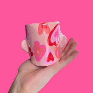One-Off Lil Funky Pink Hearts Pot