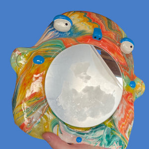 Stand-Up Mirror in Bright Multi-Colour Marble (One-off)
