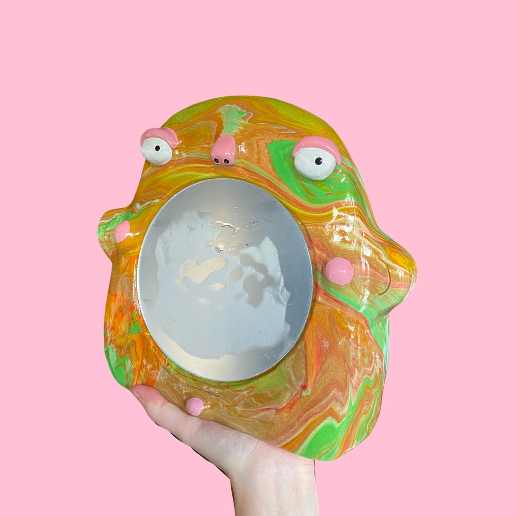Stand-Up Mirror in Green & Pink Marble (One-off)