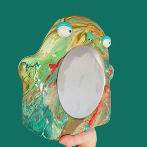 Stand-Up Mirror in Green Marble (On-off)