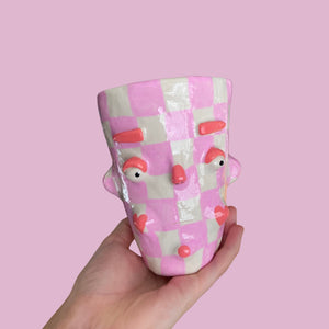 One-Off Pink + White Vase