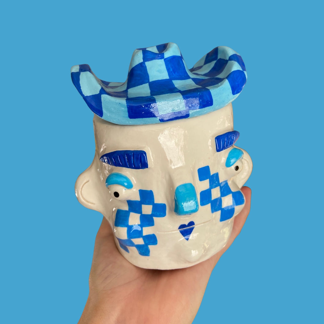 One-Off Checkerboard Cowgal in Blue