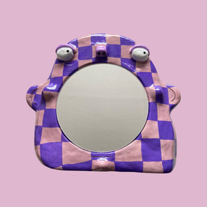 Stand-Up Mirror in Checkerboard Purple